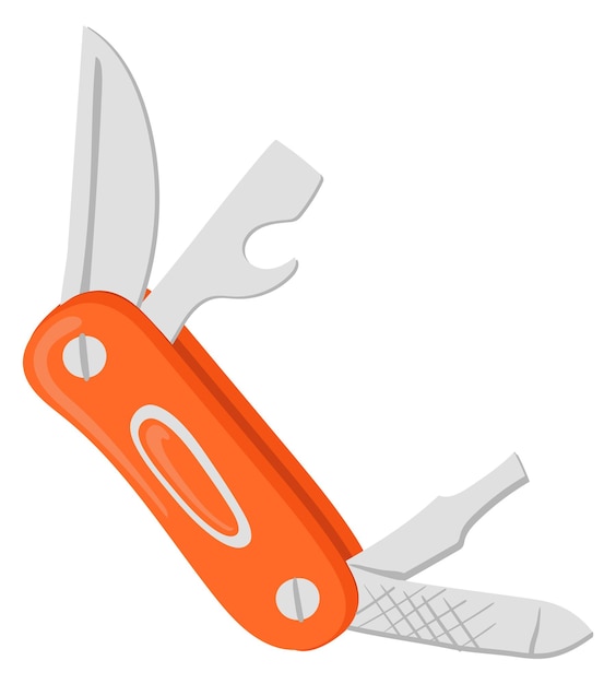 Swiss army knife cartoon icon Pocket equipment isolated on white background