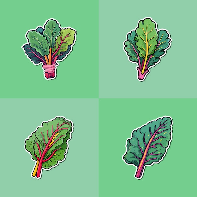 swiss chard sticker kawaii cartoon illustration