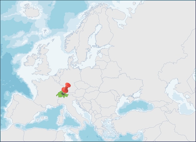 La posizione della confederazione svizzera sulla mappa dell'europa