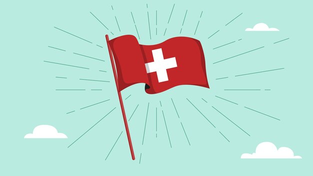 Vettore illustrazione disegnata a mano di vettore della bandiera svizzera