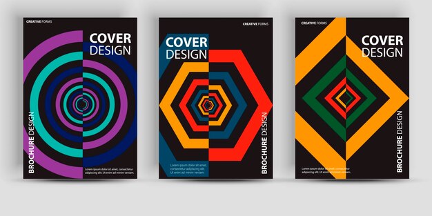 Swiss geometric posters. contemporary vertical banners vector trendy set