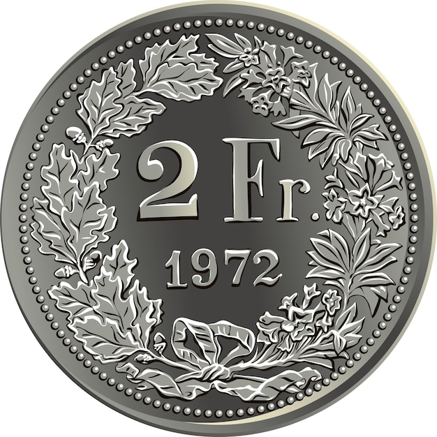 Vector swiss money 2 francs silver coin