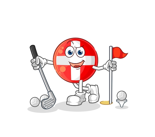 Swiss playing golf vector cartoon character