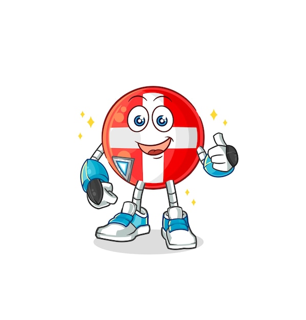 Swiss robot character cartoon mascot vector
