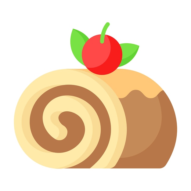 swiss rolls with chocolate cream filling modern icon of sponge cake