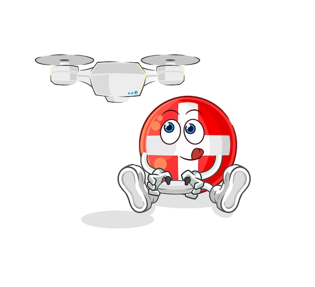 Swiss with drone character cartoon mascot vector