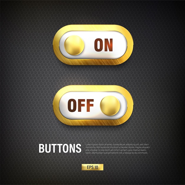 Switch on and off button vector color gold