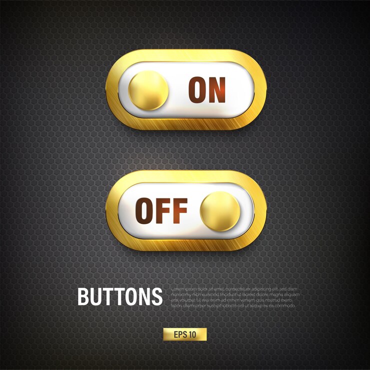 Vector switch on and off button vector color gold