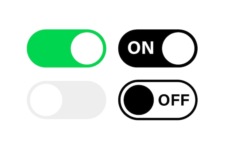 Vector switch toggle buttons on off. vector isolated web elements. mobile app interface switch buttons and icon. stock vector. eps 10