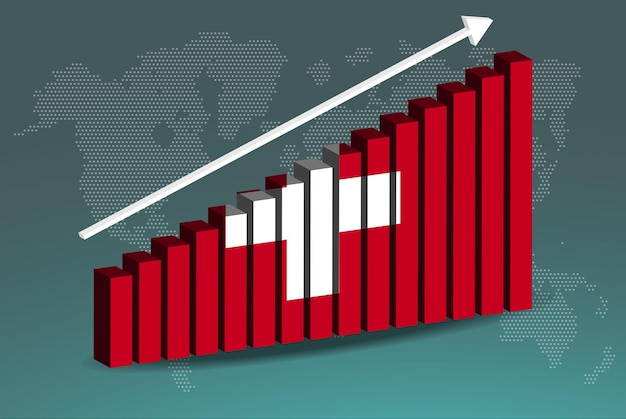 Vector switzerland 3d bar chart graph vector upward rising arrow on data country statistics concept