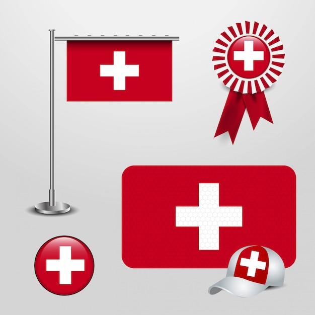 Швейцария Флаг страны, висящий на полюсе