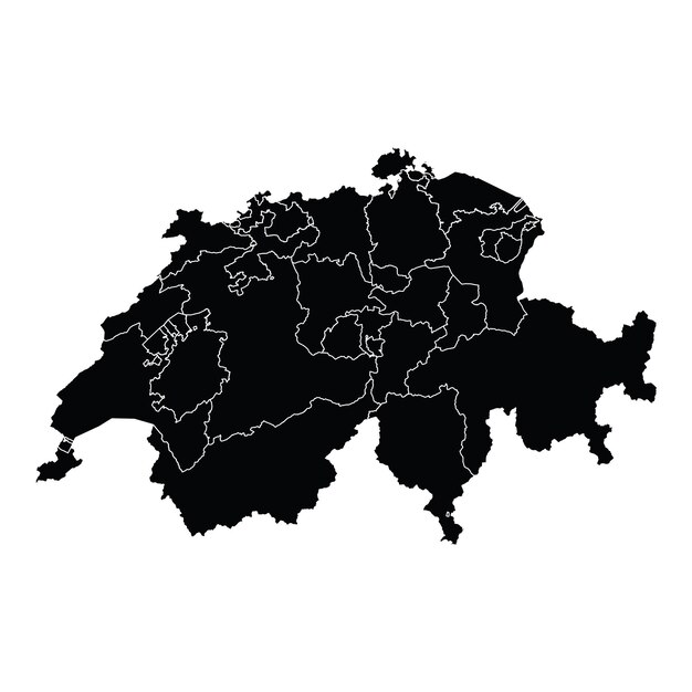 地域とスイスの国の地図ベクトル