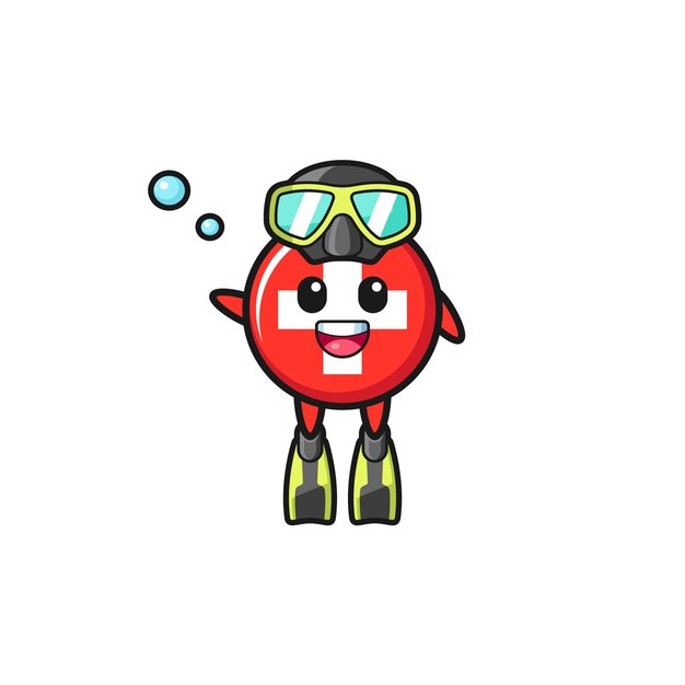 The switzerland diver cartoon character , cute design