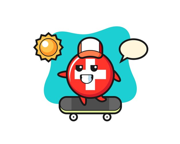 Switzerland flag badge, cute style design for t shirt, sticker, logo element