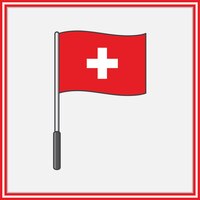 Switzerland flag cartoon vector illustration flag of switzerland flat icon outline