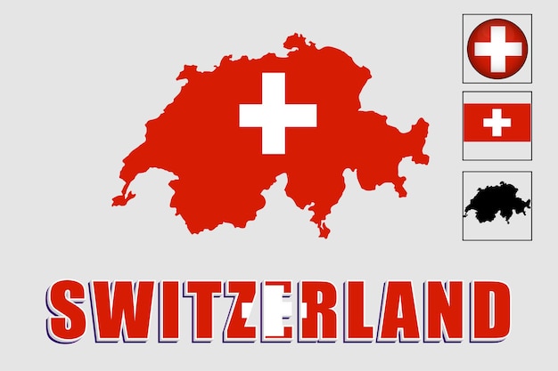 Switzerland flag and map in a vector graphic