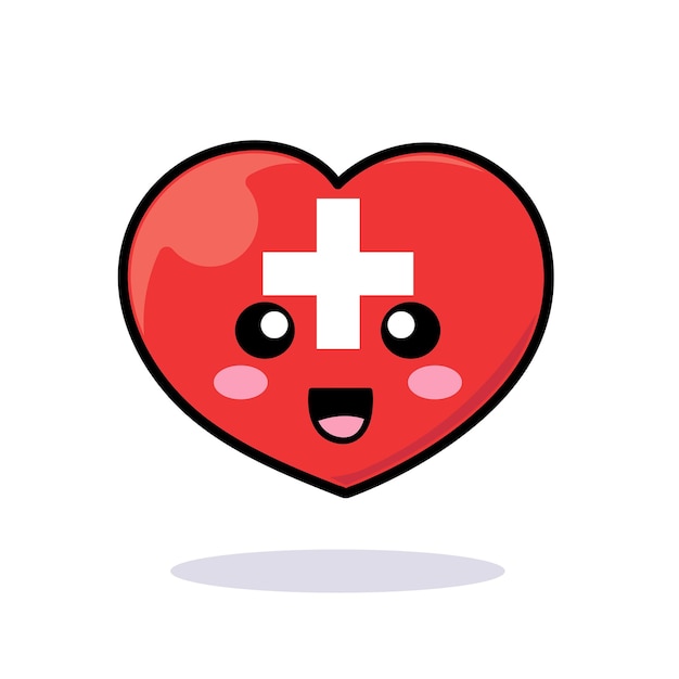 switzerland Heart cute character Swiss country flag love emoticon