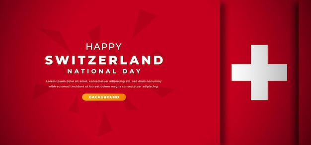 Illustrazione dello sfondo papercut della giornata nazionale della svizzera per la cartolina d'auguri di poster e banner pubblicitari