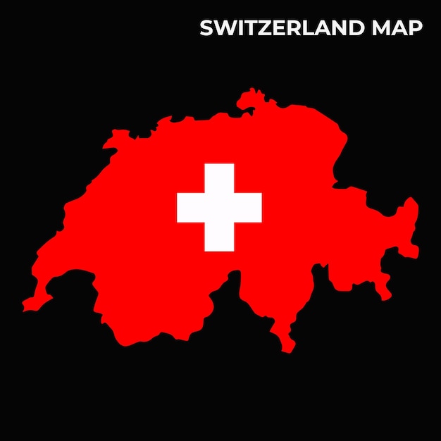 Vettore svizzera bandiera nazionale mappa disegno illustrazione della svizzera paese bandiera all'interno del vettore mappa