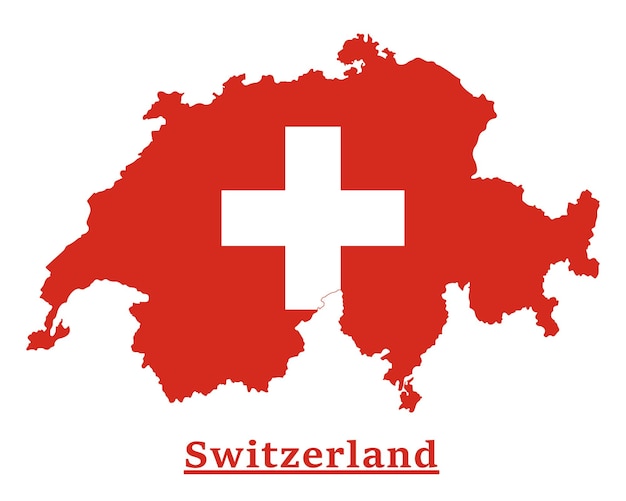 Switzerland National Flag Map Design, Illustration Of Switzerland Country Flag Inside The Map