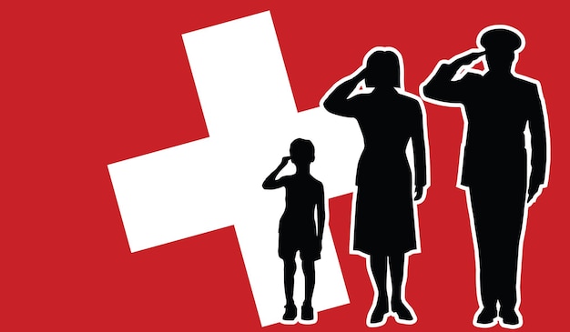 Switzerland soldier family salute patriot background