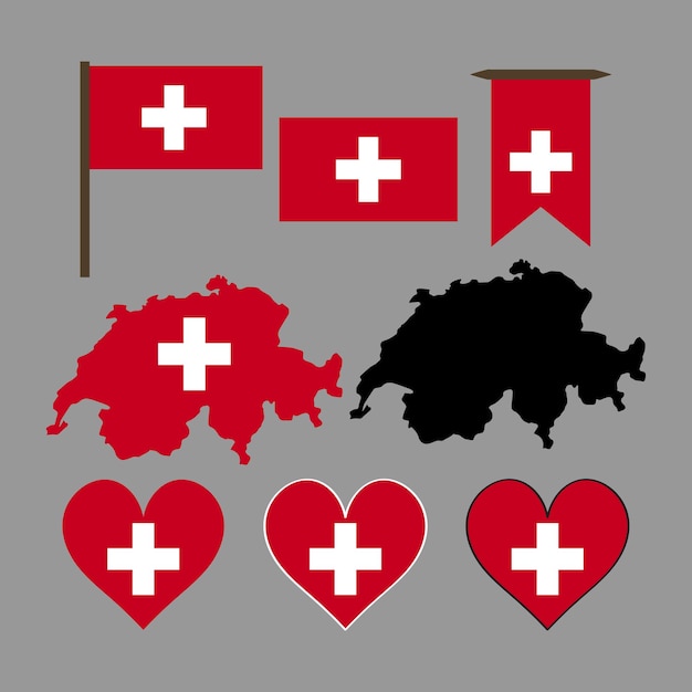 Switzerland switzerland map and flag vector illustration