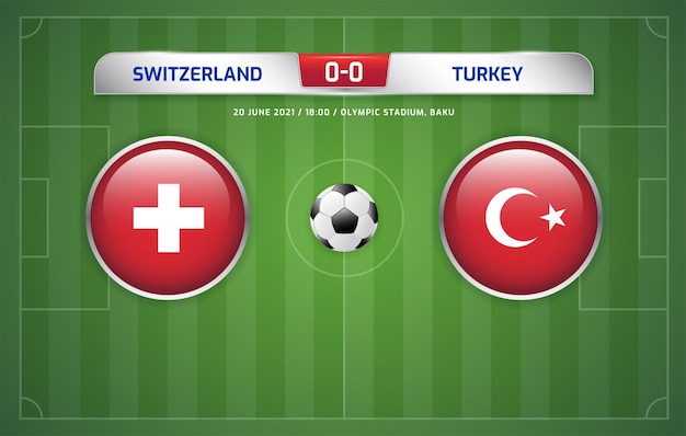 Il tabellone segnapunti svizzera vs turchia trasmette il torneo di calcio 2020 gruppi a