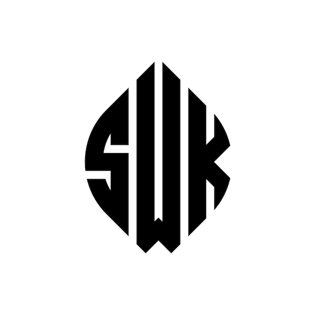 Vector swk cirkel letter logo ontwerp met cirkel en ellips vorm swk ellips letters met typografische stijl de drie initialen vormen een cirkel logo swk circle emblem abstract monogram letter mark vector