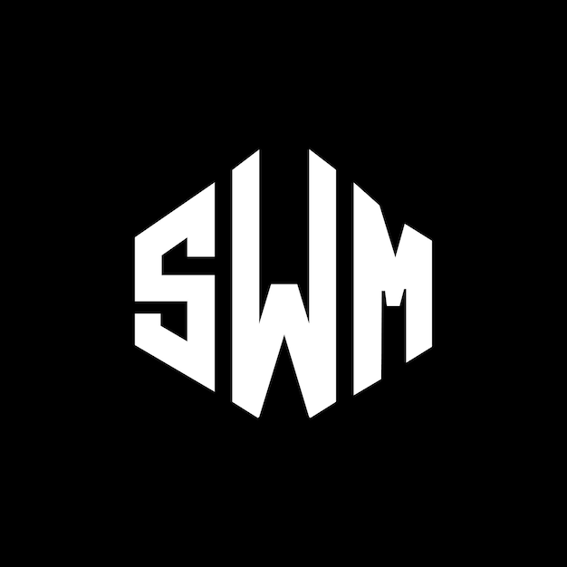 다각형 모양의 SWM 글자 로고 디자인 (SWM 다각형 및 큐브 모양의 로고 디자인) SWM 육각형 터 로고 템플릿 (백색과 검은색) SWM 모노그램 비즈니스 및 부동산 로고