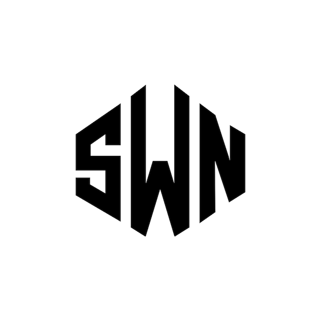 Vettore swn letter logo design con forma di poligono swn poligono e forma di cubo logo design swn esagono vettoriale modello di logo colori bianco e nero swn monogramma business e logo immobiliare