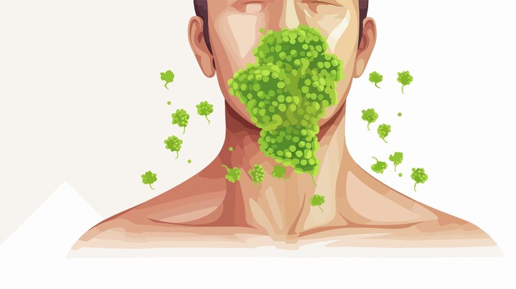 Vector swollen lymph nodes as a symptom of a virus flu
