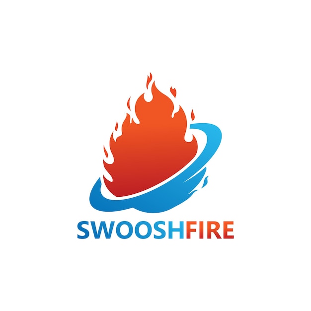 Swoosh fire logo template design