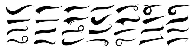 Vettore insieme dell'icona di swoosh insieme di simbolo della coda del testo