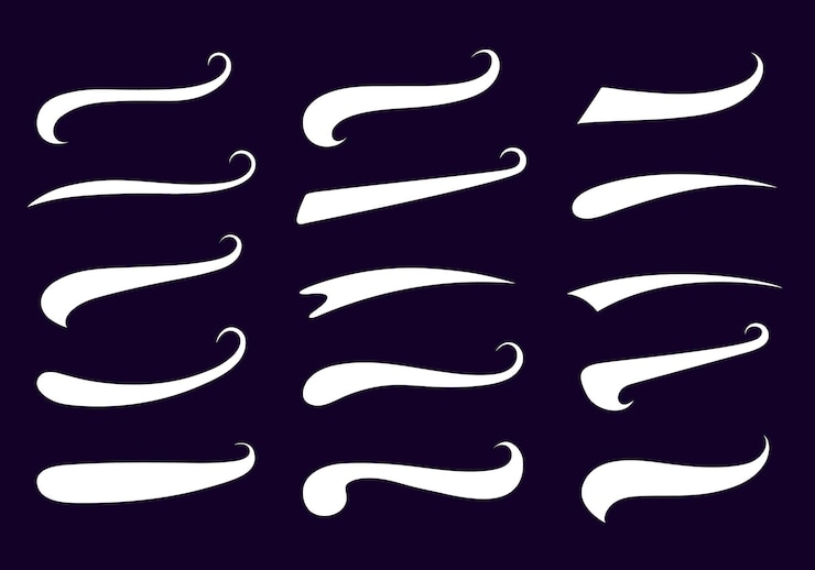 Vector swooshes tekst staarten voor honkbal ontwerp sport sierletter onderstrepen vormen in retro stijl swish typografie lettertype-elementen voor atletiek honkbal voetbal decoratie witte swirl vector lijn