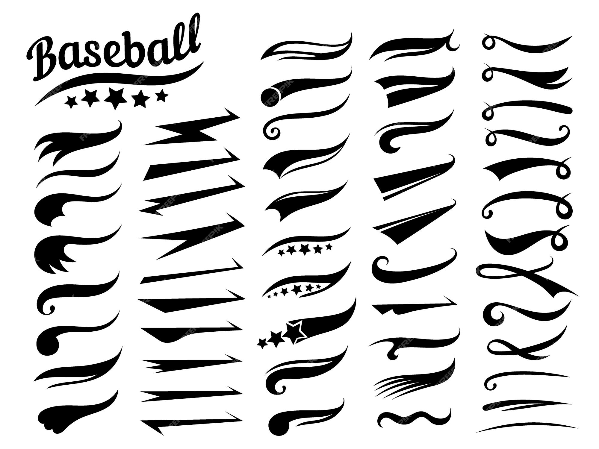 Baseball Tail SVG Vectror Bundle, Baseball Swoosh SVG