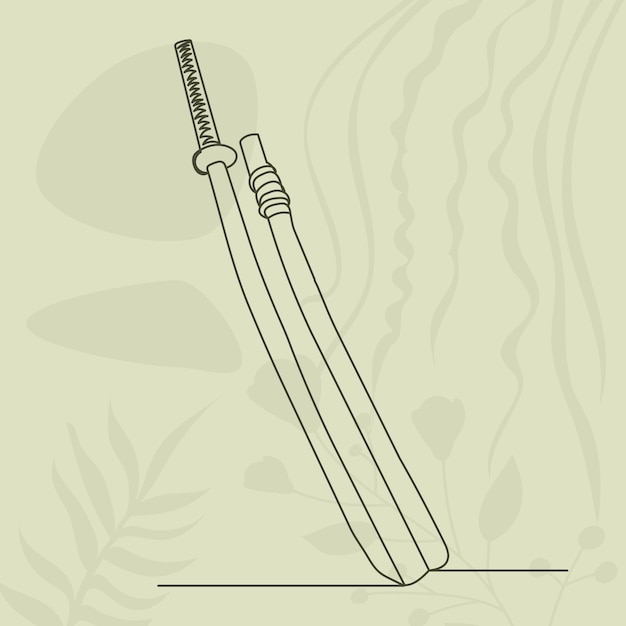 Sword drawing one continuous line vector