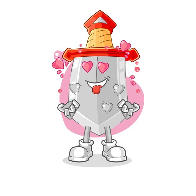 Sword fallin love vector cartoon character