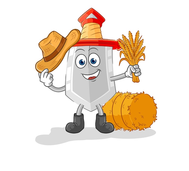 Sword farmer mascot cartoon vector