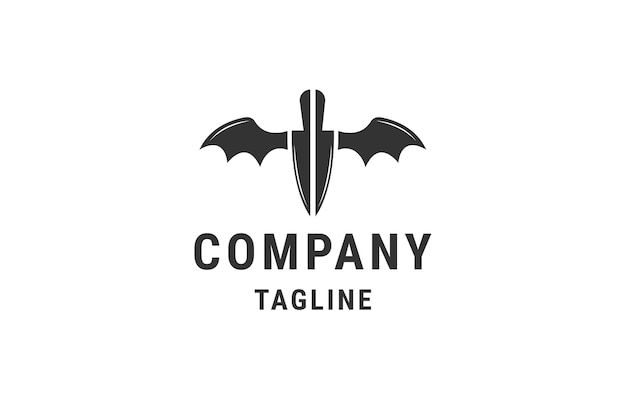 Sword flying bat logo icon design template