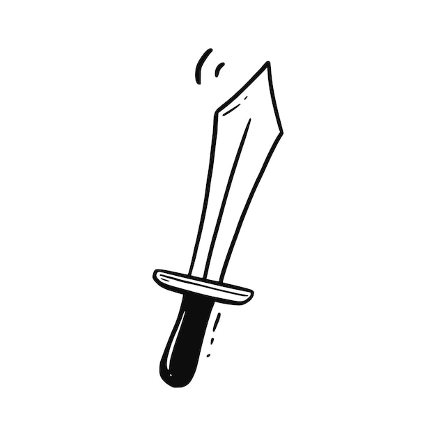 Elemento di doodle disegnato a mano con spada stile della linea di schizzo