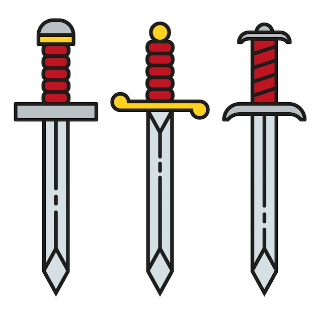 Vector sword icon symbol set
