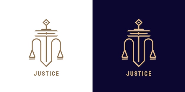 Sword of justice logo design illustration silhouette of a sword weighing justice law truth lawyer