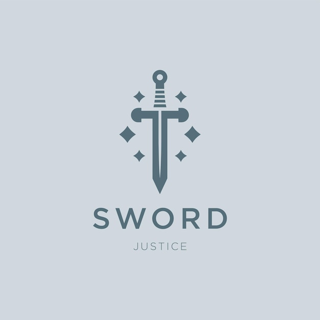 Sword Logo A clean and powerful sword logo symbolizing strength and justice