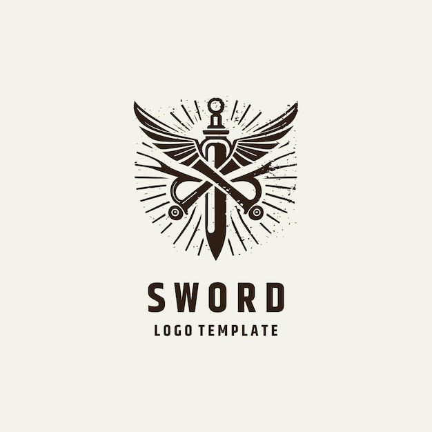 Vector sword logo design vector illustration