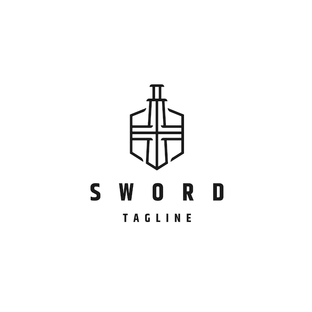 Sword logo icon design template flat vector