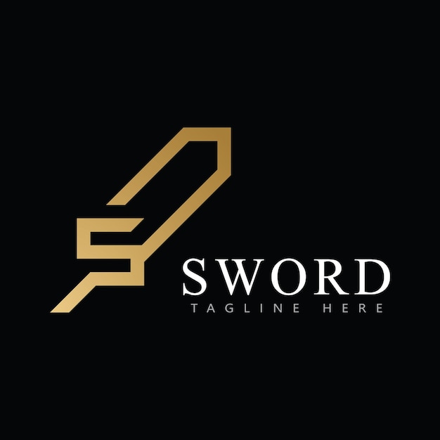 Sword Logo icon with A letter initial logotype vector