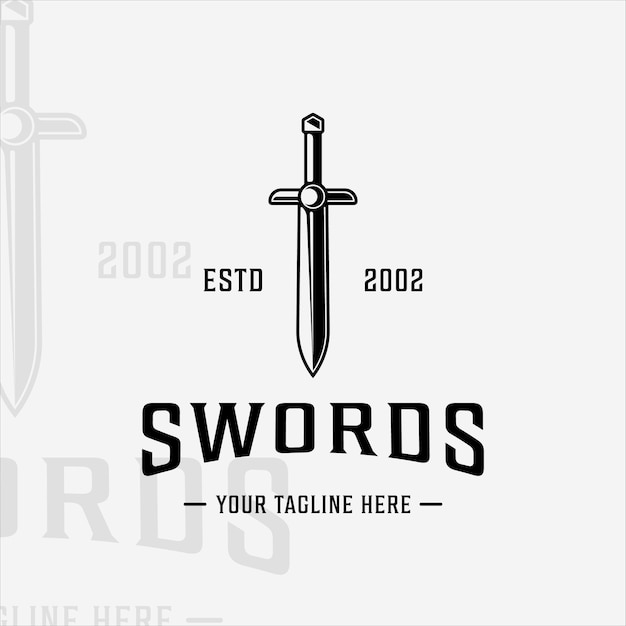 Sword logo vintage vector illustration template icon graphic design swords or blade or saber sign