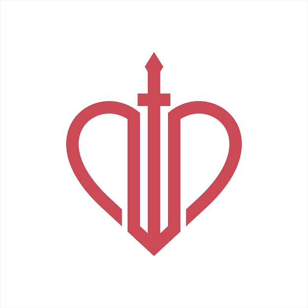 Sword love with simple line art style logo design inspiration.