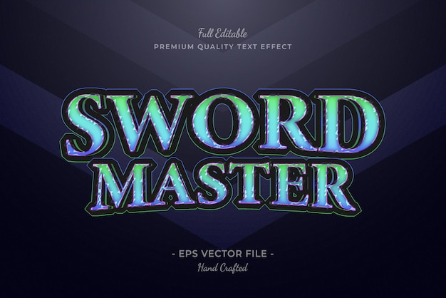 Vector sword master game title editable text effect