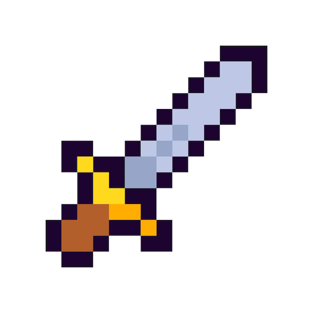 Sword Pixel Art игровой предмет, игровой пиксельный меч.